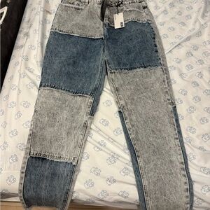 Two-Tone Patchwork Women Jeans